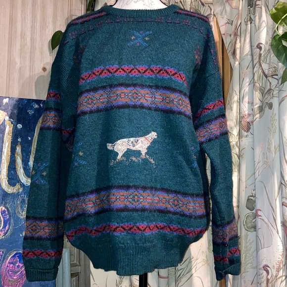 Vintage Woolrich Hunting Dog Embroidered Wool Winter Sweater Unisex Mens Large - Picture 7 of 9